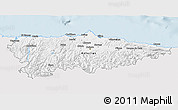 Silver Style 3D Map of Asturias, single color outside