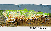 Physical 3D Map of Asturias, darken