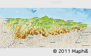 Physical 3D Map of Asturias, shaded relief outside