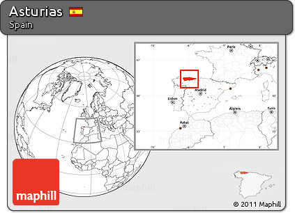 Blank Location Map of Asturias, within the entire country