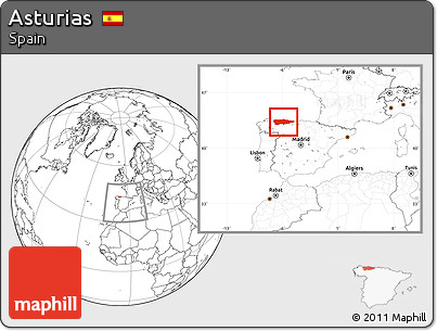 Blank Location Map of Asturias, within the entire country