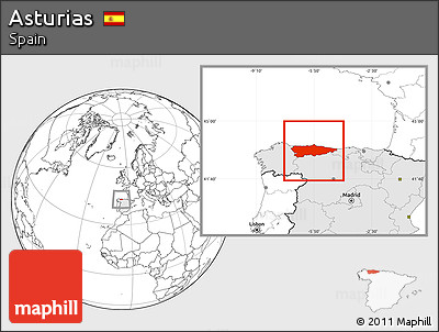 Blank Location Map of Asturias, highlighted country