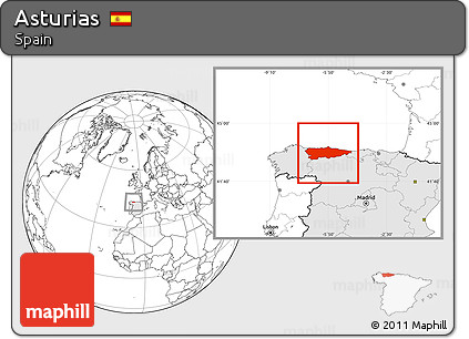 Blank Location Map of Asturias, highlighted country
