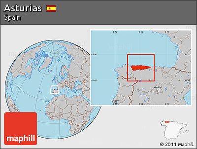 Gray Location Map of Asturias