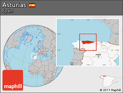 Gray Location Map of Asturias, highlighted country