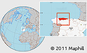 Gray Location Map of Asturias, highlighted country