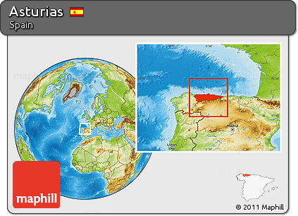 Physical Location Map of Asturias