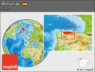 Physical Location Map of Asturias