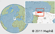 Savanna Style Location Map of Asturias, highlighted country, hill shading
