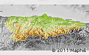 Physical Map of Asturias, desaturated