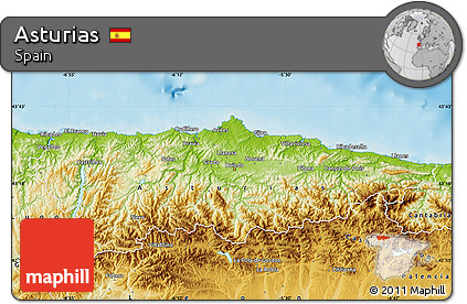 Physical Map of Asturias