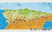 Physical Map of Asturias, political outside