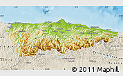 Physical Map of Asturias, shaded relief outside