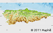 Physical Map of Asturias, single color outside