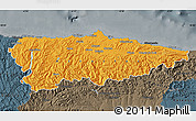 Political Map of Asturias, darken, semi-desaturated
