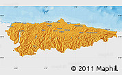 Political Map of Asturias, single color outside