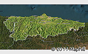 Satellite Map of Asturias, darken