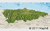 Satellite Map of Asturias, shaded relief outside