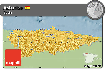 Savanna Style Map of Asturias, single color outside