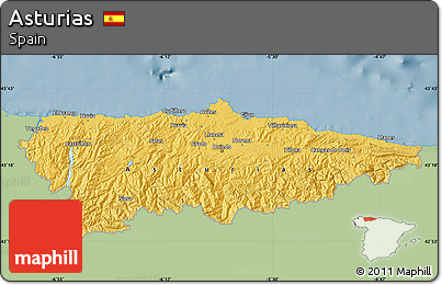 Savanna Style Map of Asturias, single color outside