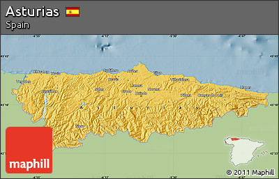 Savanna Style Map of Asturias, single color outside