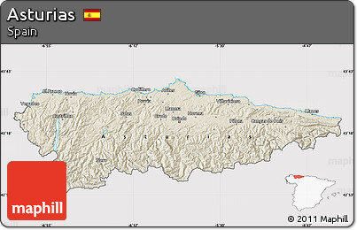 Shaded Relief Map of Asturias, cropped outside
