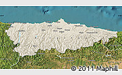 Shaded Relief Map of Asturias, satellite outside