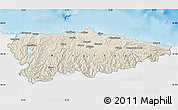 Shaded Relief Map of Asturias, single color outside