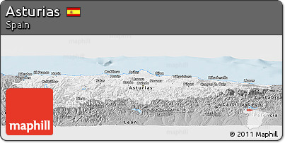 Gray Panoramic Map of Asturias