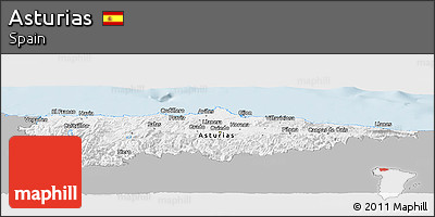 Gray Panoramic Map of Asturias, single color outside