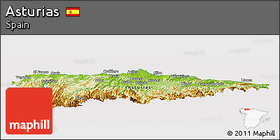 Physical Panoramic Map of Asturias, cropped outside
