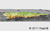 Physical Panoramic Map of Asturias, darken, desaturated