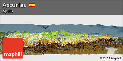 Physical Panoramic Map of Asturias, darken