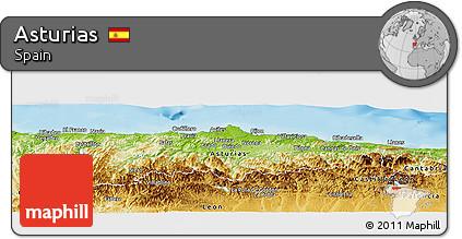 Physical Panoramic Map of Asturias