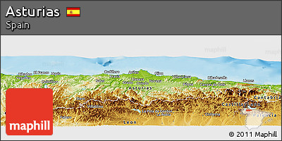 Physical Panoramic Map of Asturias