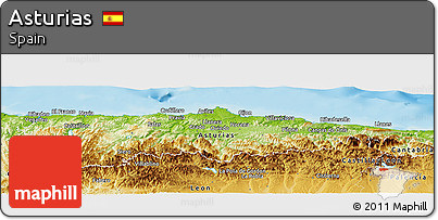Physical Panoramic Map of Asturias