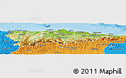 Physical Panoramic Map of Asturias, political outside