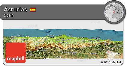 Physical Panoramic Map of Asturias, satellite outside