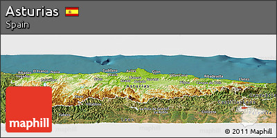 Physical Panoramic Map of Asturias, satellite outside