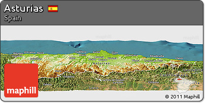 Physical Panoramic Map of Asturias, satellite outside
