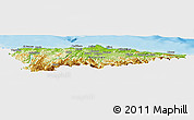 Physical Panoramic Map of Asturias, single color outside