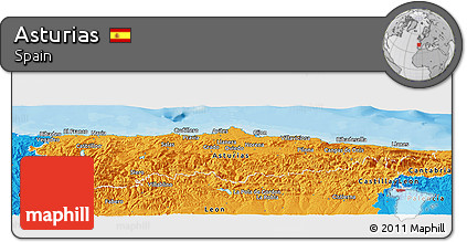 Political Panoramic Map of Asturias