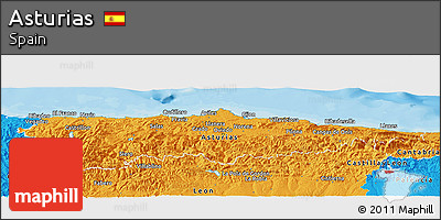 Political Panoramic Map of Asturias