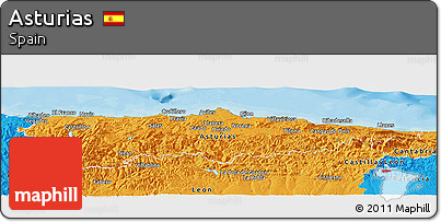 Political Panoramic Map of Asturias