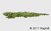 Satellite Panoramic Map of Asturias, cropped outside