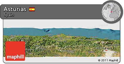 Satellite Panoramic Map of Asturias