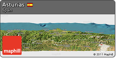 Satellite Panoramic Map of Asturias
