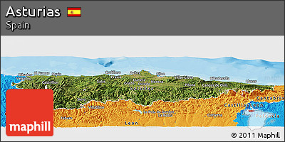 Satellite Panoramic Map of Asturias, political outside