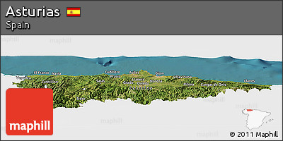 Satellite Panoramic Map of Asturias, single color outside