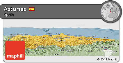 Savanna Style Panoramic Map of Asturias